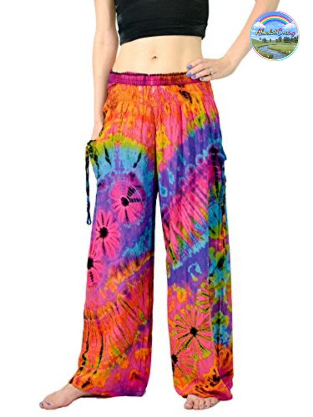 Pleated Wide Leg Palazzo Yoga Pants with Pockets